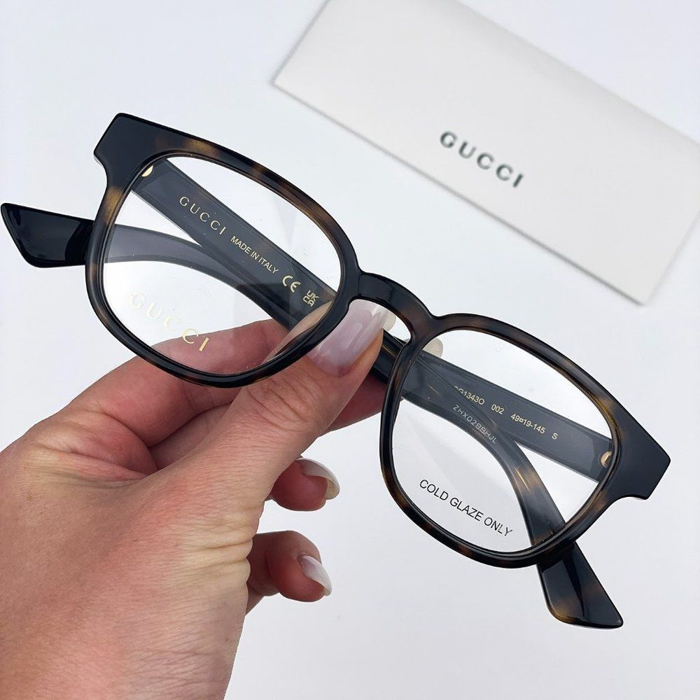 Gucci GG1343O 002 Eyeglasses Dark Havana Oval Unisex